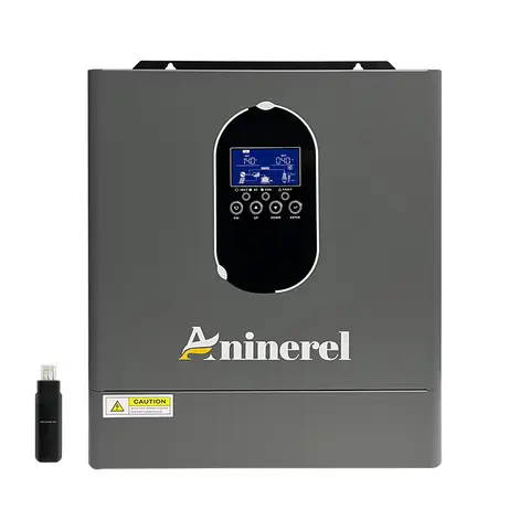 Aninerel 4.2W 120V Hybrid Inverter Off Grid Pure Sine Wave solar Inverter 24V 120A PV Max 6200W 50Hz/60Hz for LCD Display