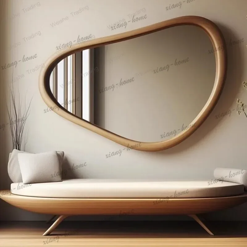 ld Chinese retro wall hanging art decorative mirror irregular bedroom dresser makeup mirror