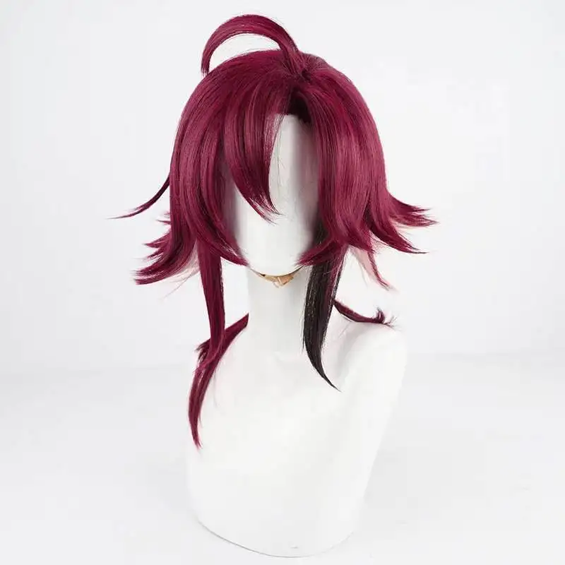 Genshin Impact Shikanoin Heizou Cosplay Wig Matte High Temperature Fiber Wine Red Gradient Hair For Halloween Party Comic Con