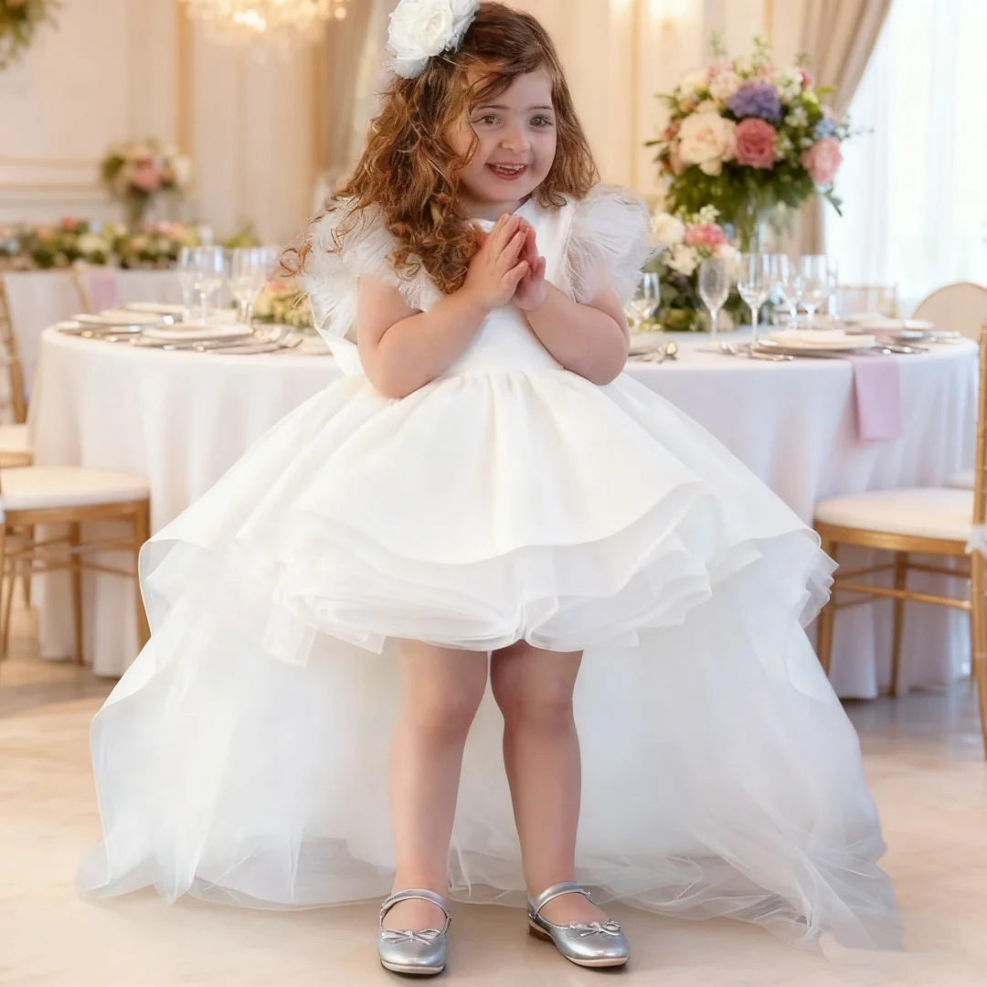 

Атласное блестящее платье с цветочным узором для девочек на свадьбу с бантом, пышные детские бальные платья для дня рождения, причастия
