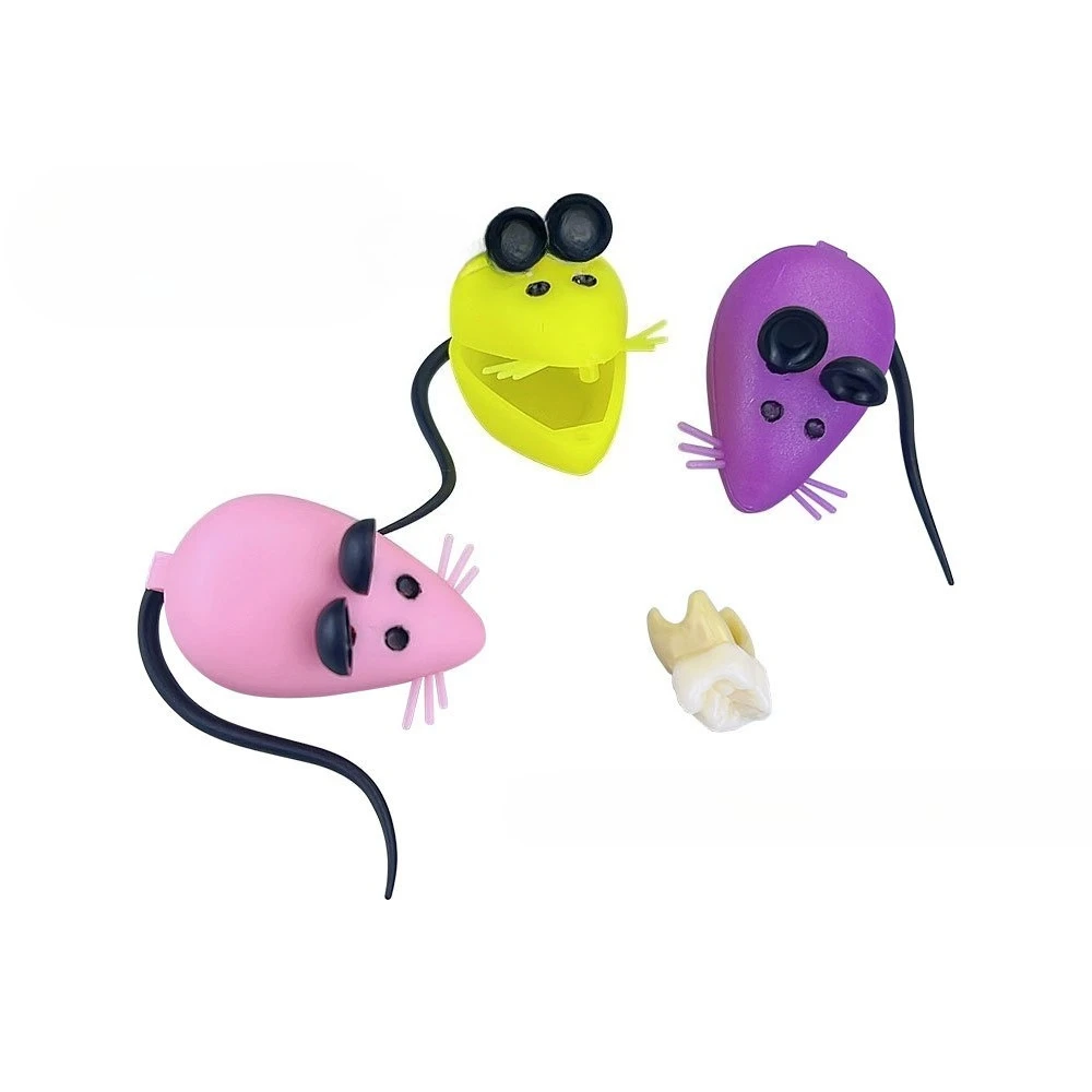 صناديق تذكار الأسنان ثلاثية الأبعاد على شكل فأر - بلاستيك متين، حاويات تخزين الأسنان الأولى للأطفال الصغار الملونة ومنظمات الهدايا