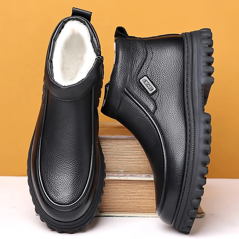 

Big Yellow Boots High-Top Boots: Autumn Men's Genuine Leather Shoes, 2024 New Inner Height-Increasing Stylish Thickened Sole Wor