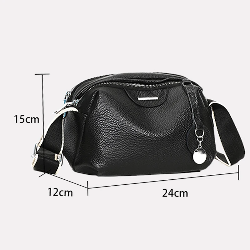 100% Genuine Leather Shoulder Bags Fashion Luxury Brand Women  Designers Trend Wide Shoulder Strap Cowhide Female Messenger Bag