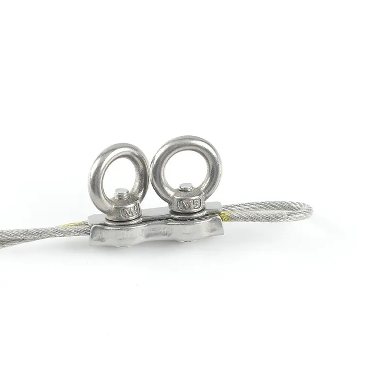304 Stainless Steel Simplex Duplex Wire Rope Cable Clamp Clip Caliper Simple Grip with Buterfly Eye Bolt
