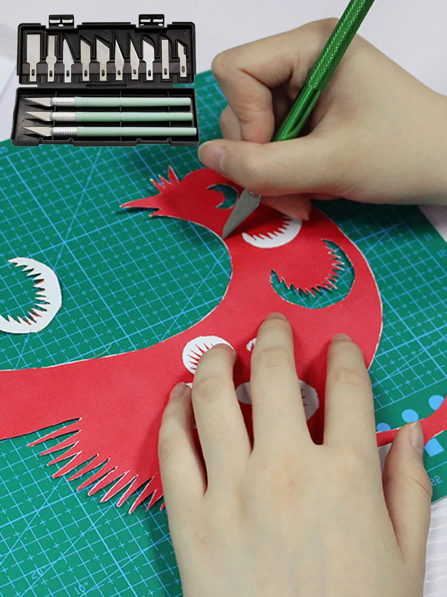 

13-pCSart Carving Knifess Set Sticker Knifes Wood Carving Blade Non-slip Hand Tool DIY Art Hobby Repair Set Craft Sculpture