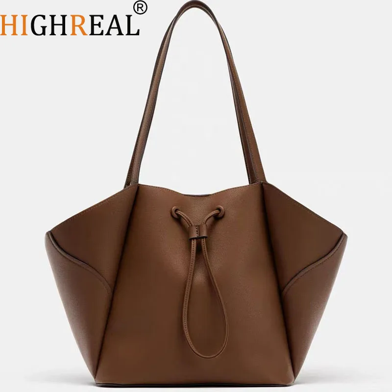 

Women Casual Tote Handbag Large Capacity PU Leather Simple Tote Purse Solid Color Slouchy Tote Bag Female Shopping Bag