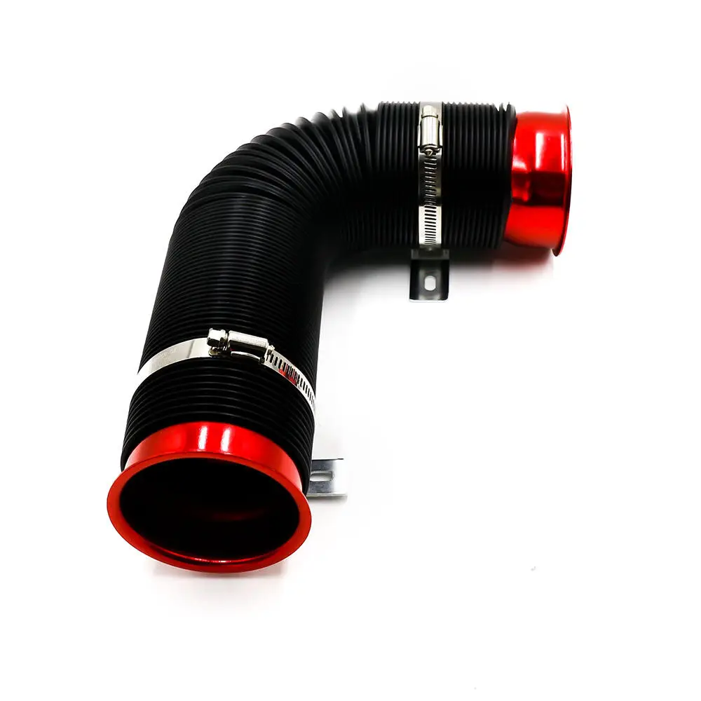 Car Modification Tube Universal Air Intake Pipe Cold Air Ducting Universal Feed Hose Pipe With Connector Red/Blue