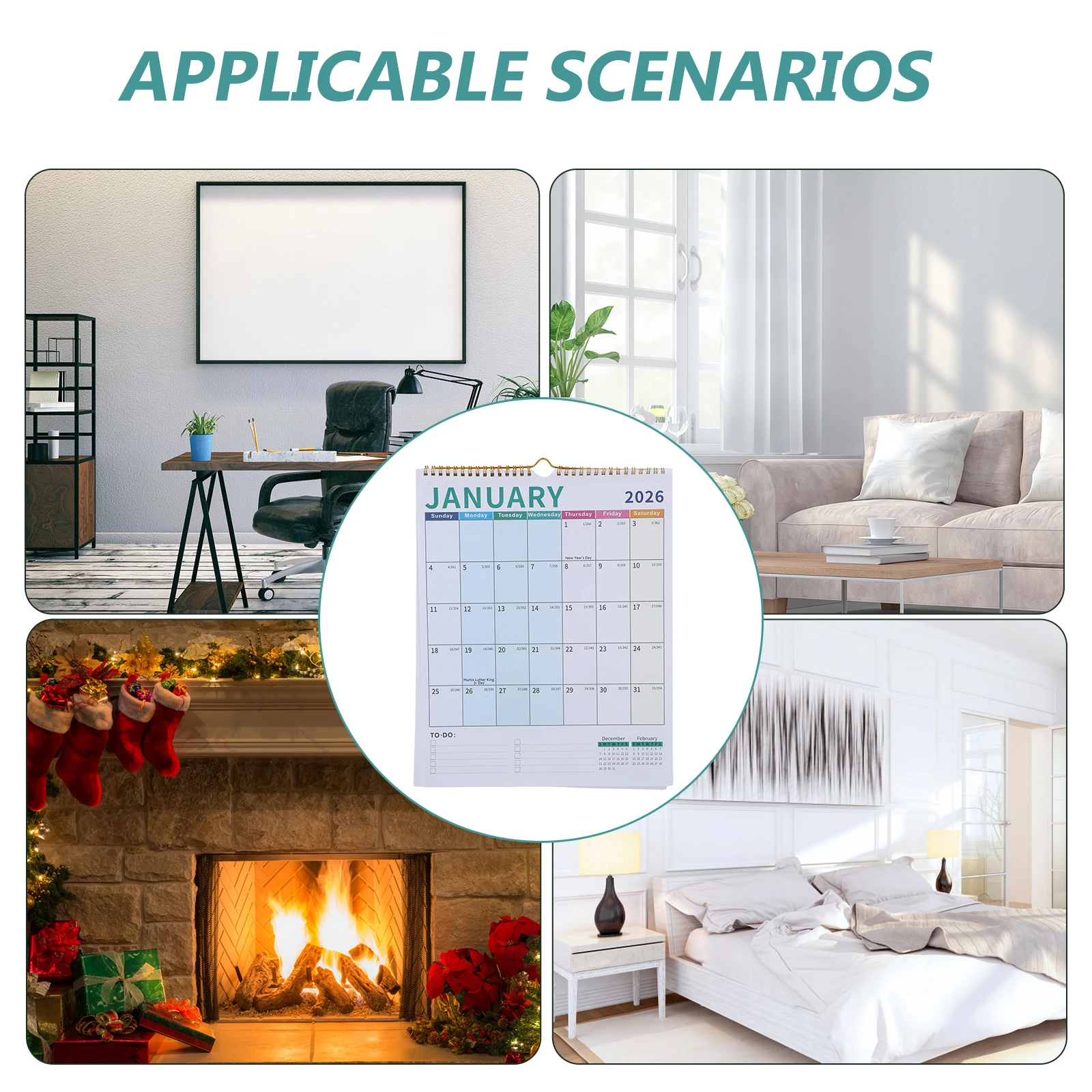 Office Wall Calendar Jan 2026 To June 2027 English Wall Calendar Spiral Hanging Planner 18-Month Annual Academic Planner