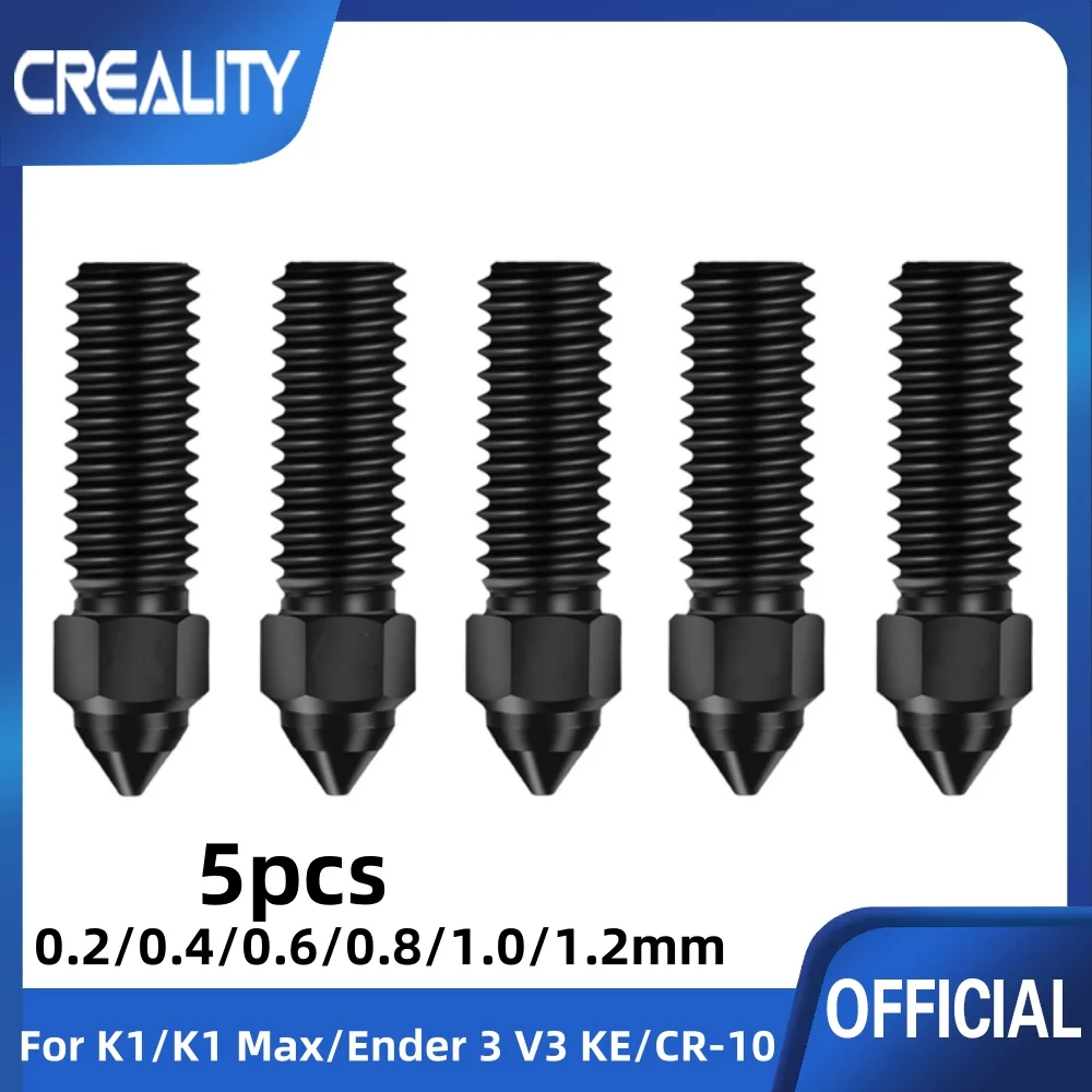 Creality Ender 3 V3 KE Nozzle Har Hardened Steel Nozzle Kit 0.2/0.4/0.6/0.8/1.0/1.2mm for K1 3D Printer Parts Non Stick Filament