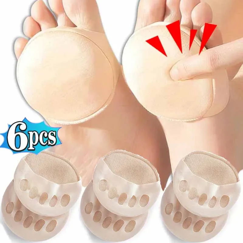 2/6pcs Five Toes Forefoot Pads for Women High Heels Half Insoles Foot Pain Care Absorbs Shock Socks Toe Pad Massaging Toe Pad