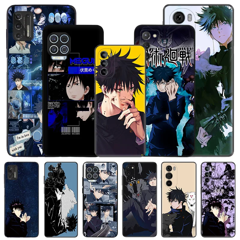 Soft Phone Cases For Moto G53 G73 G9 G50 G51 G60 G71 G22 G32 G52 G72 Edge40 30 Fushiguro Megumi Jujutsu Kaisen Black Matte Cover