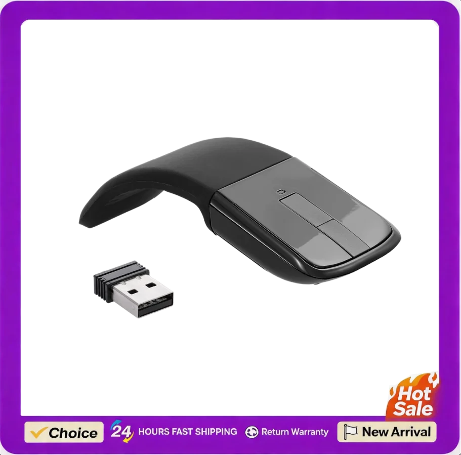 

2.4G Wireless Mouse with USB Arc Mouse with Touch Function Folding Optical Mice with USB Receiver Bending Mouse for PC Laptop