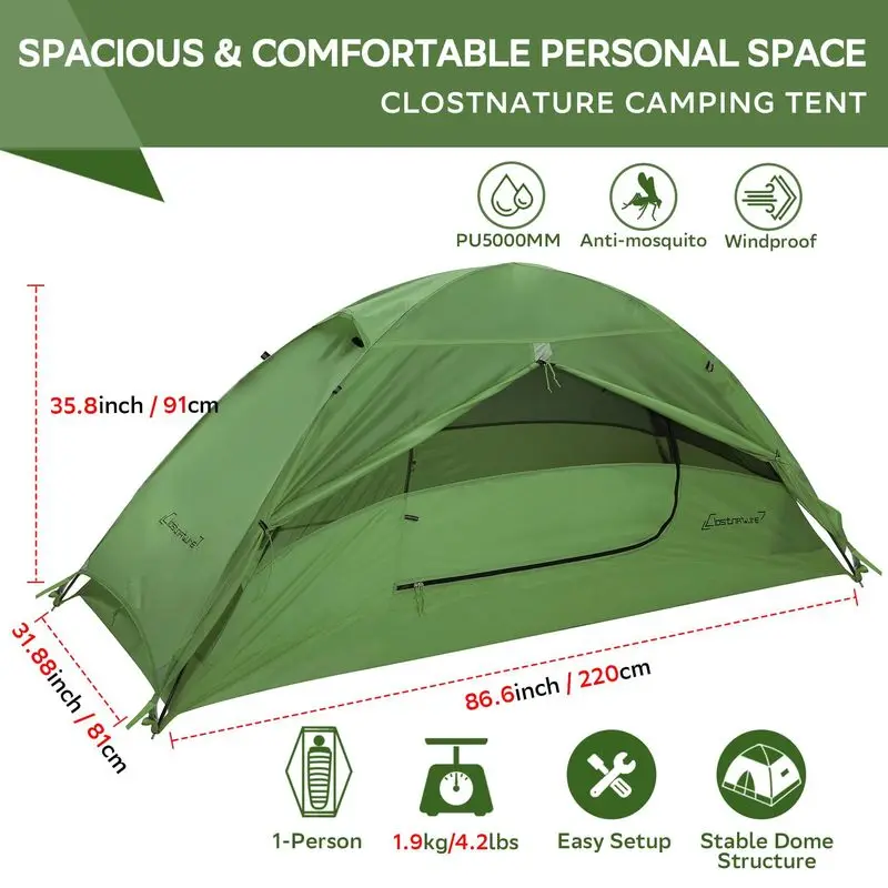 

Air Tent Hiking Tent for One Man Single Person Camping Accessories Outdoor Waterproof Awning Solo Pergola Travel Tent Equipment