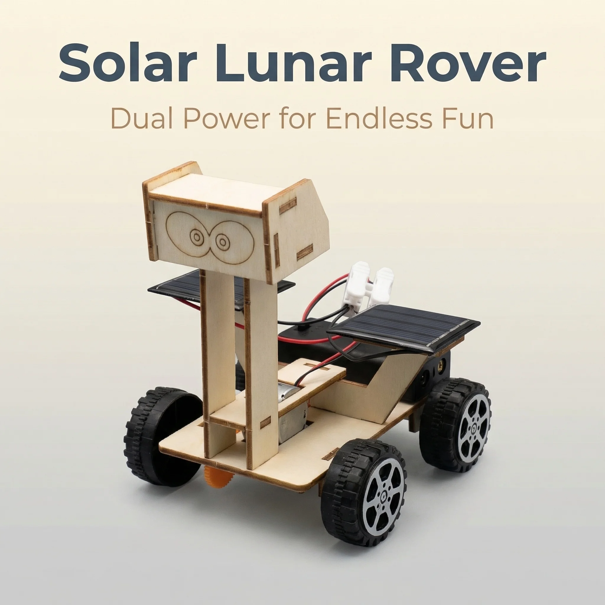 Solar Powered Moon Buggy 3D Wooden Puzzle Model Kit, DIY Hand-Assembled Tabletop Game for STEM Science Experiment