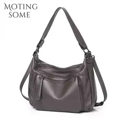 Motingsome Luxury Full Grain Cowhide Woman Bag 2024 New Casual Lady Shoulder Handbag Soft Satchel Leather Elegant Pouch 2024 New
