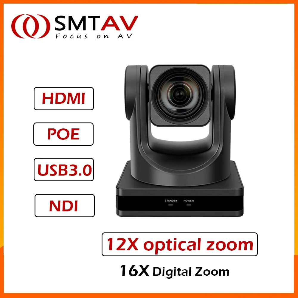 SMTAV 12X/20X Optical Zoom PTZ POE Camera 1080P with USB 3.0 Outputs  Live Streaming Camera  for Broadcast Conference Events