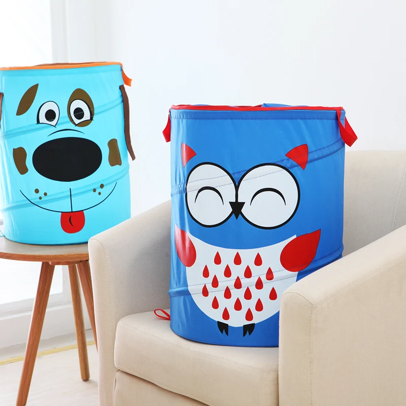 Foldable Storage Basket For Children\'s Toys Decorative Bucket With Dust Cover Cute Cartoon Plush Doll Storage Bag