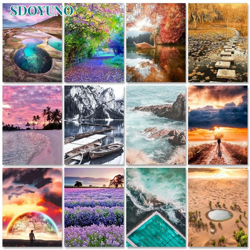 

SDOYUNO 40x50cm Painting by numbers Seascape Pictures Of Numbers Scenery Handpainted DIY Acrylic Paint Wall art Home decor