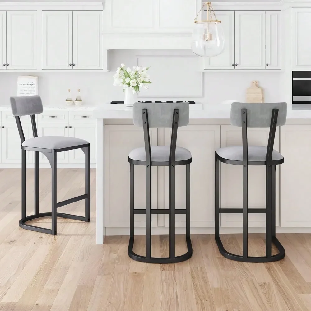 

Modern Bar Stools Set Of 2/4/6/8 With Back For Kitchen Counter & Island