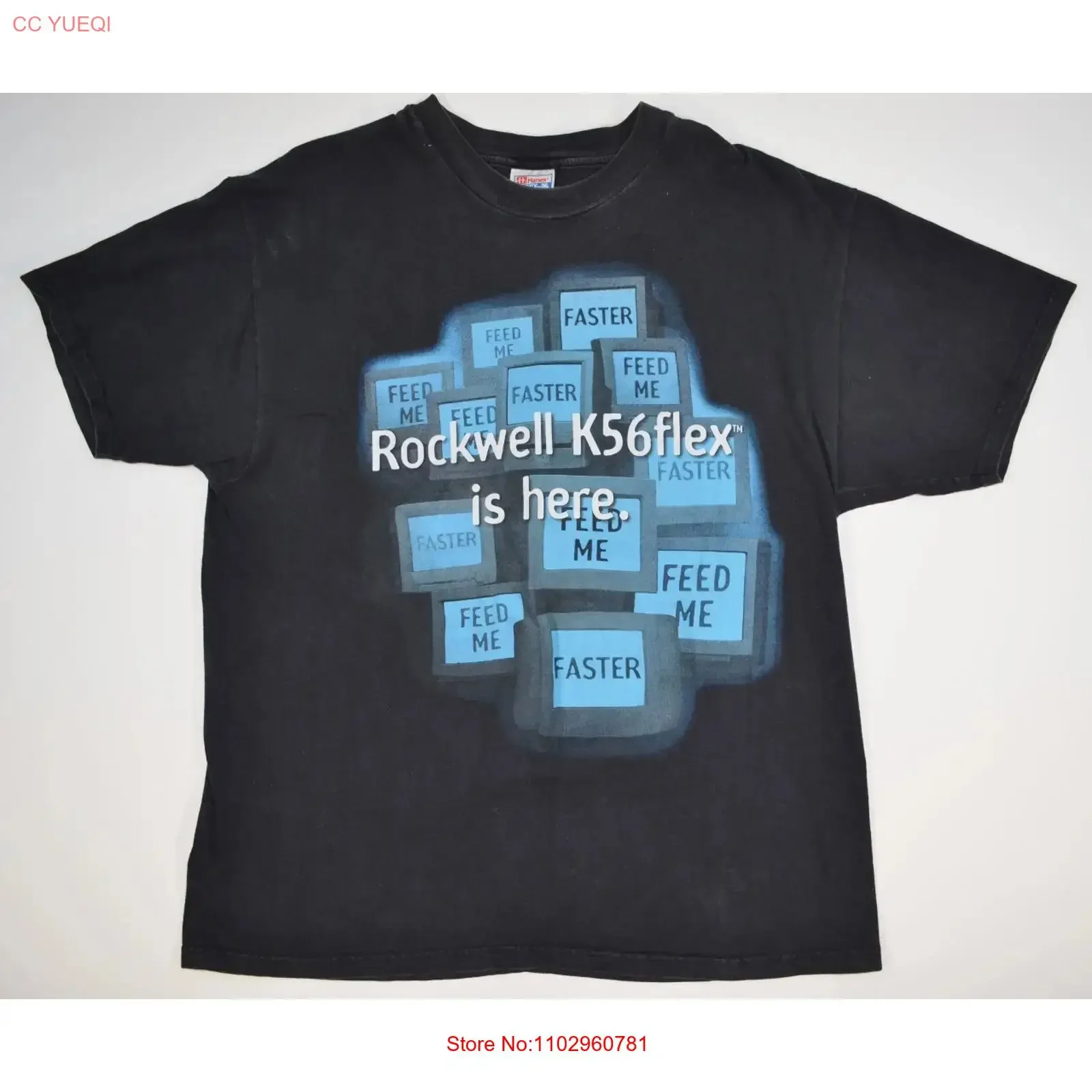 Camiseta vintage de los años 90 Rockwell K56 Flex Bon Appetit, modelo de ordenador con conexión a Internet, divertida, vintage, lavada, gráfico versátil