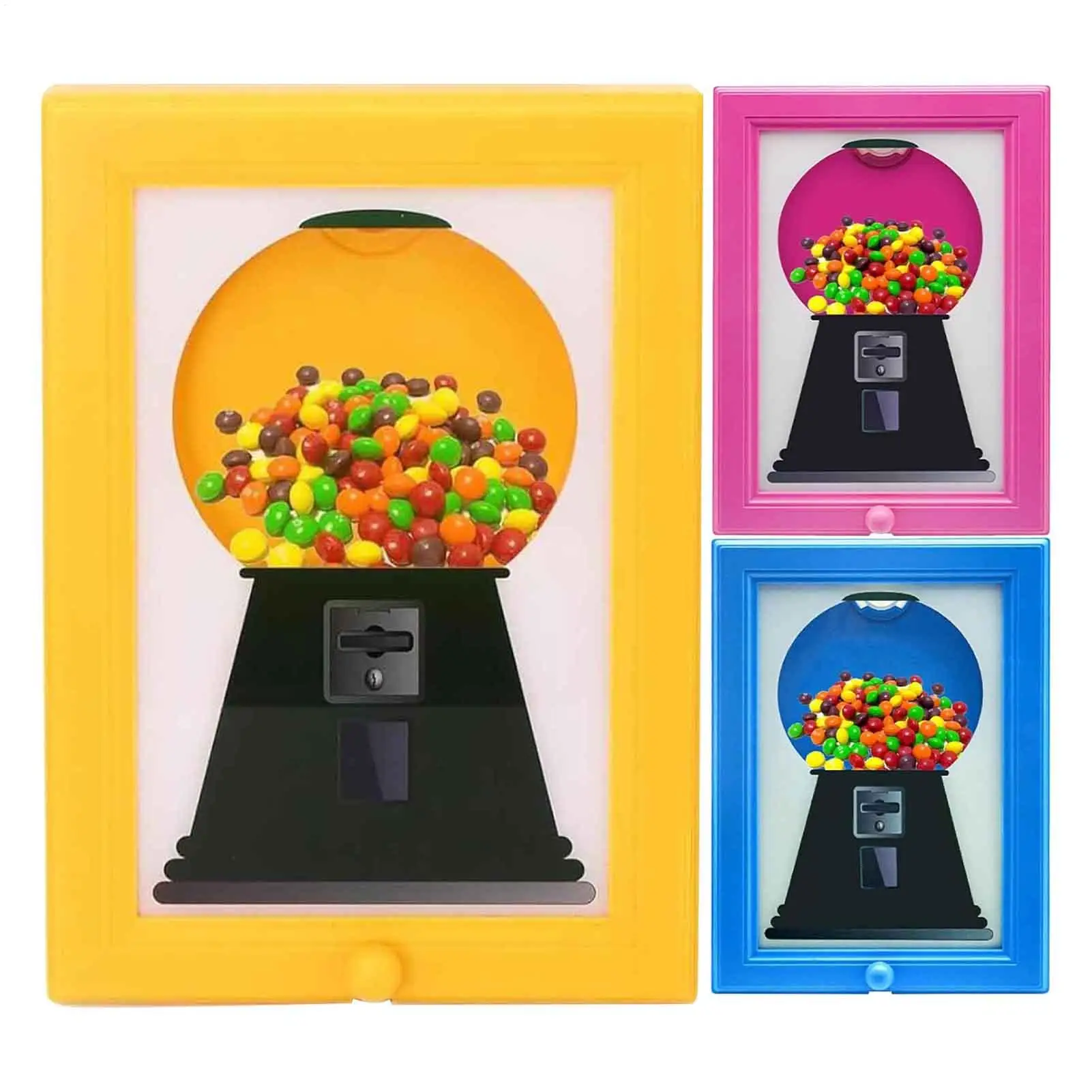 Dispensador de dulces con imagen colgante, máquina de chicles con marco en un marco, práctica distribución rápida de dulces, nueces, regalos de navidad