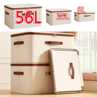 Heavy-duty Hard Shell Cotton Linen Zipper Storage Organizer Box with Lid  Large Household Storage Box for Clothes Toys Blankets