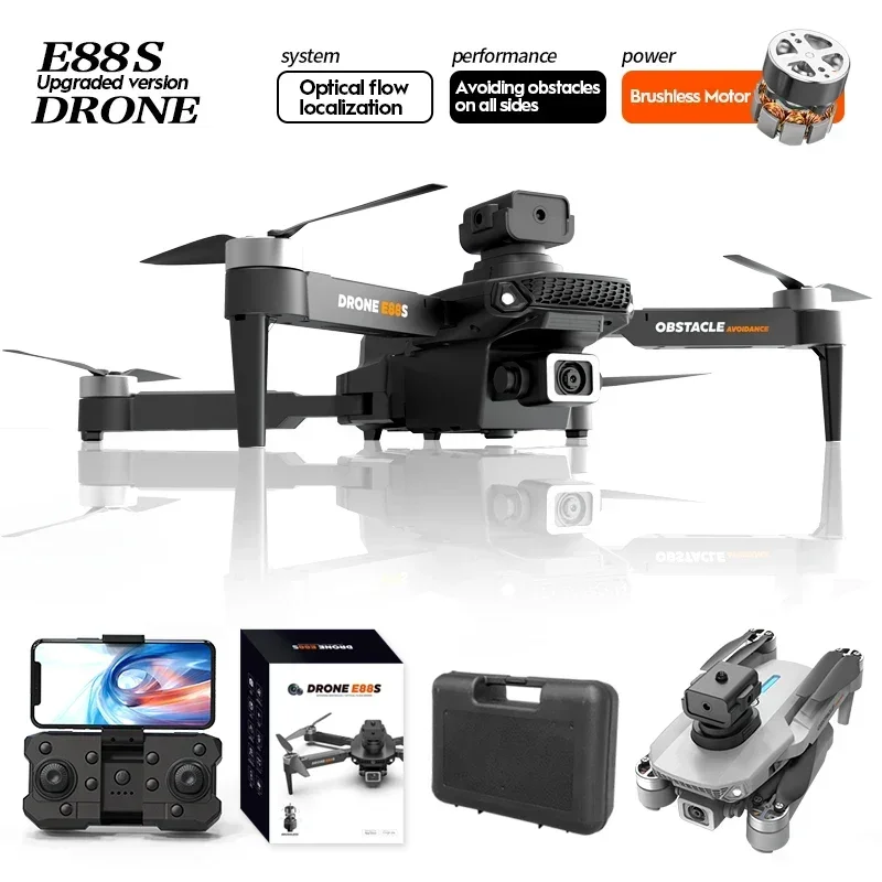 

2024 E88S Brushless Drone 8K HD Dual Camera Aerial Photography ObstacleA Voidance Flow Positioning Remote-Controlled Dron Toys