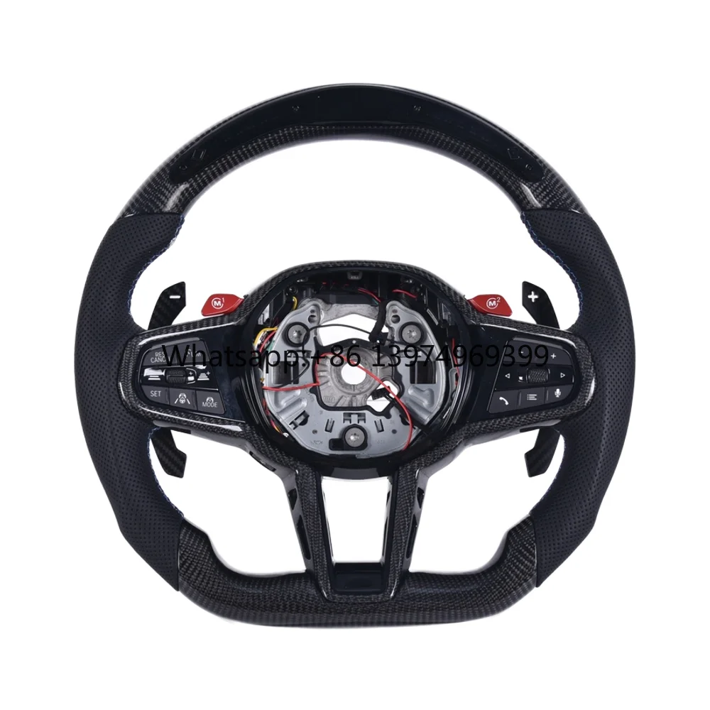 Carbon Fiber LED Display Steering Wheel for BMW M2/M3/M4 X3 X5 G87 G80 G82 G20 G21 2020-2024, Sport Performance LCI Design