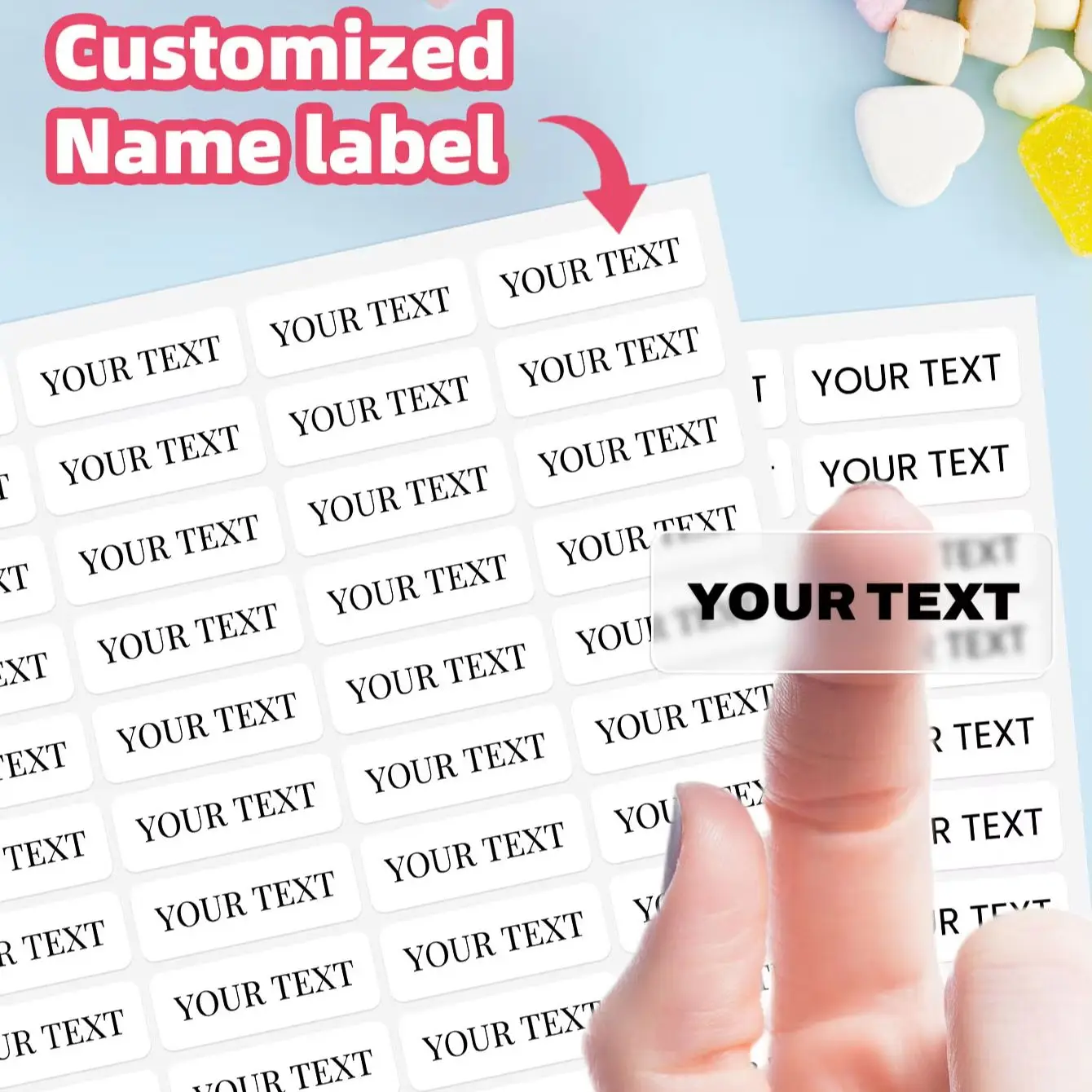 1-300Pcs Custom Waterproof Personalized Text Stickers Camping Rucksacks Treat Packs Outdoor Canisters Gift Wrapping Labels