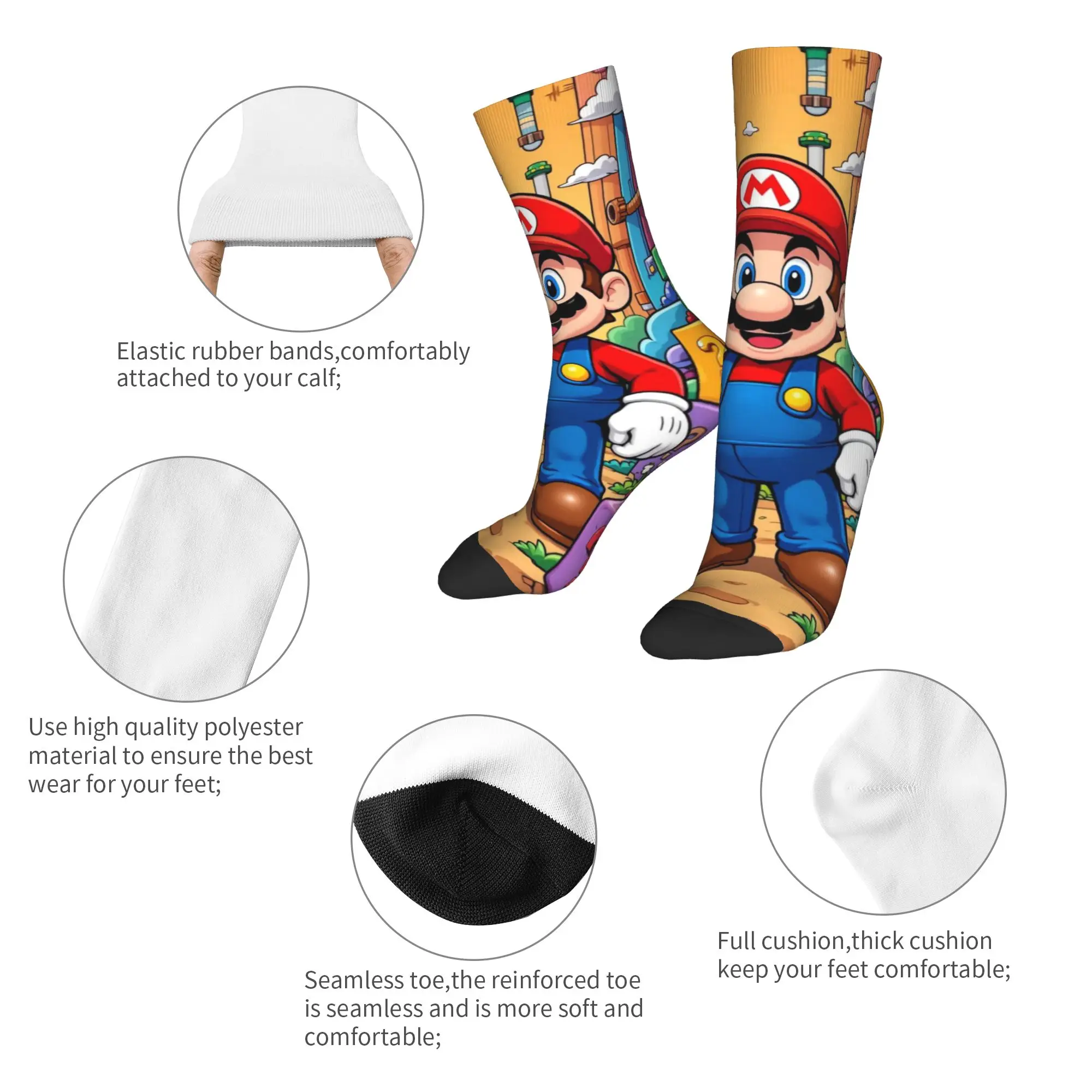 Marios Game Stockings  Design Novelty Socks Spring Anti Skid Socks Couple Outdoor Sports Soft Breathable Socks