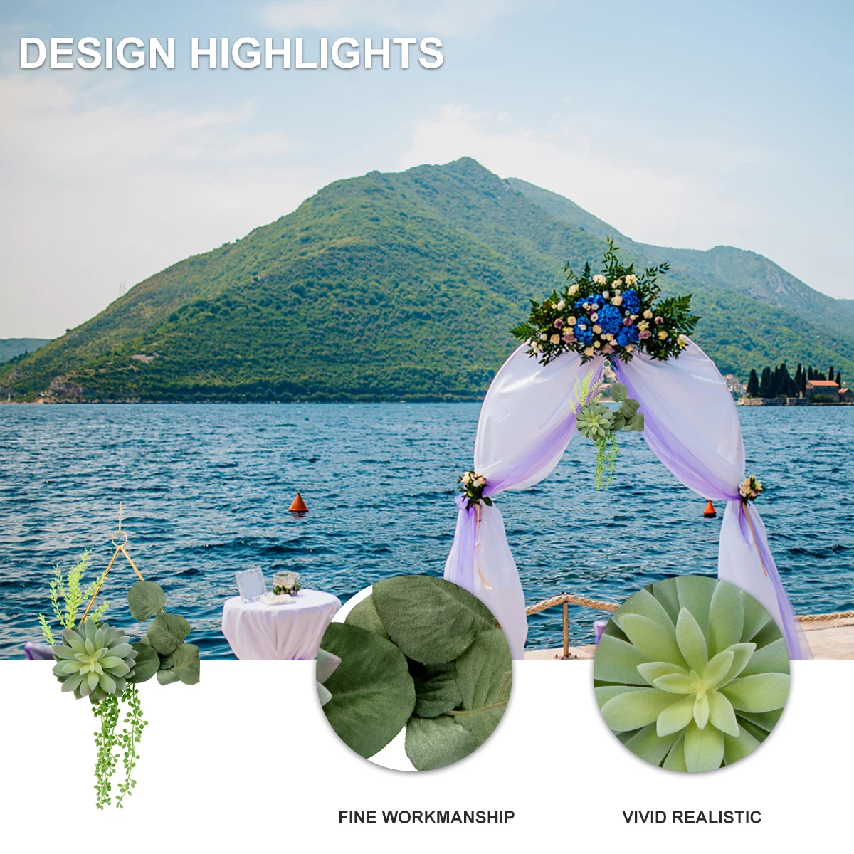 

1pcs Artificial Succulent Plants Wreath Garland Wedding Wall Hanging Decoration Metal Ring Home Office Event Garland