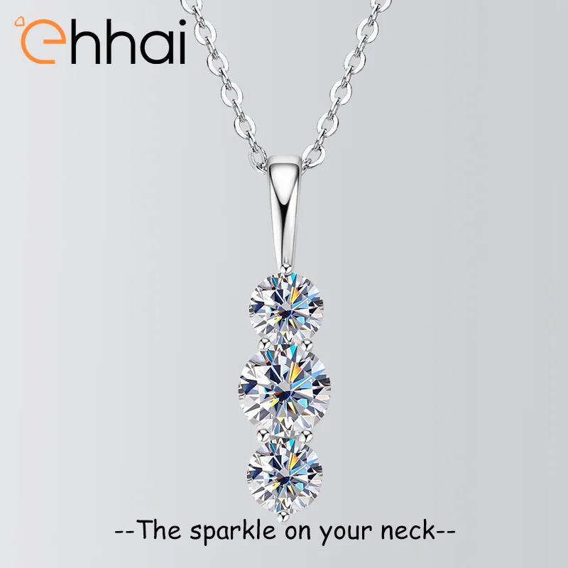 

Ожерелье с подвеской из муассанита круглой огранки 5 мм и 4 мм для женщин, стерлинговое серебро 925 пробы, золотые цепочки, ювелирные изделия на шею, подарок