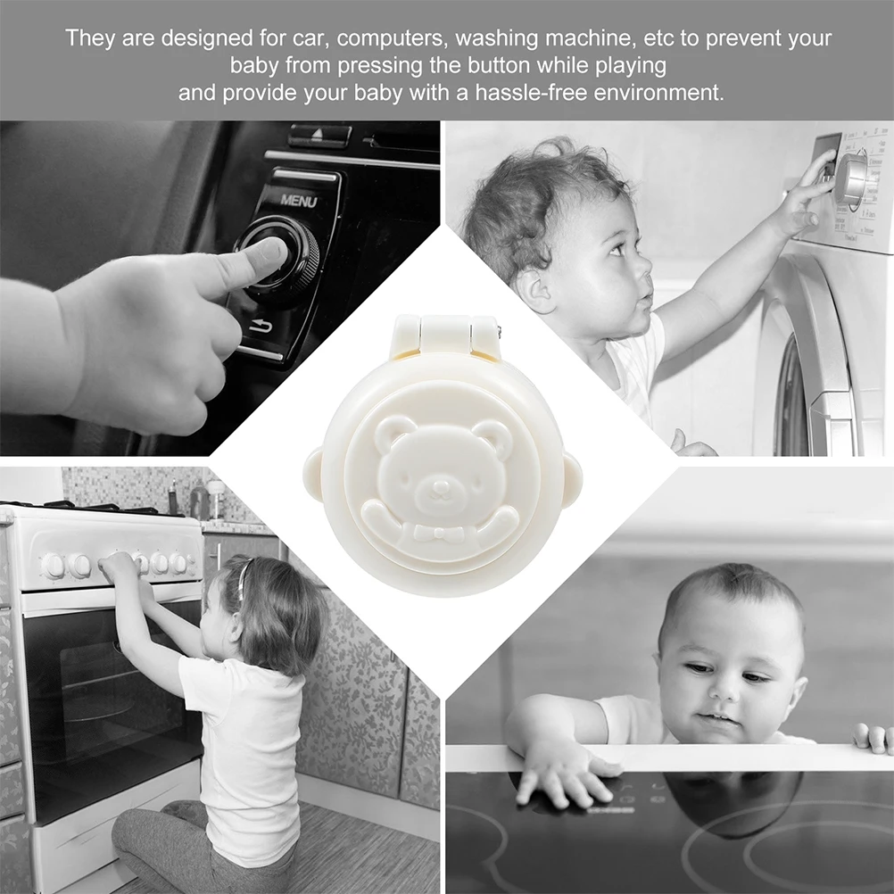 

3pcs Cartoon Button Safety Locks For Car Washing Machine Child Proofing Covers Adhesive Easy Installation Cute