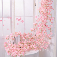 Simulation Cherry Blossom Vine Winding Air Conditioner Pipe 135 Heads Vine Flower Strip Simulation Plastic Fake Flower