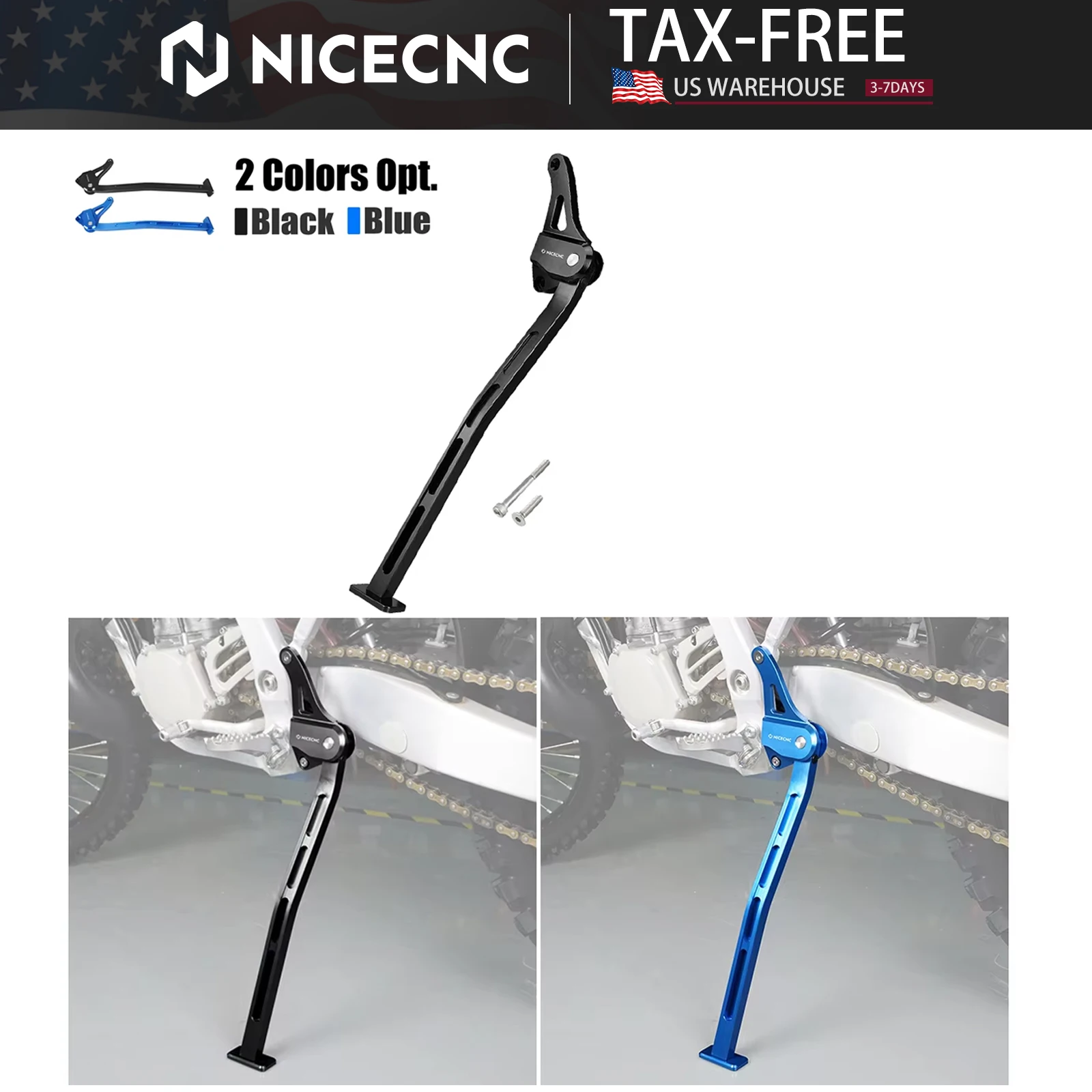 

NICECNC For YAMAHA YZ 125 YZ125 2005-2022 YZ 250 YZ250 2005-2024 2023 2022 Motorcycle Side Stand Kickstand Aluminum Accessories