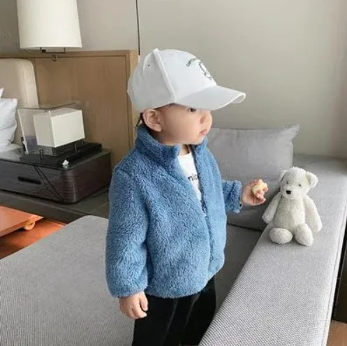 Solid Color Child's Coats Trendy Kid Soft Fluffy Warm Jackets For Little Boys Girls Casual Outerwear For Children Leisure Coats