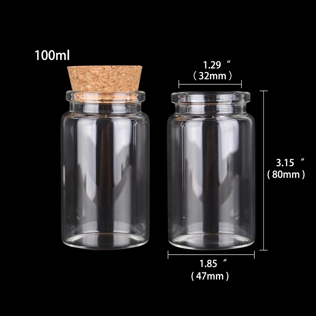 

20 pieces 100ml 47x80mm +8 pieces 150ml 47x120mm Glass Bottles Bottles With Cork Stopper Spice Bottle Wishing Bottles