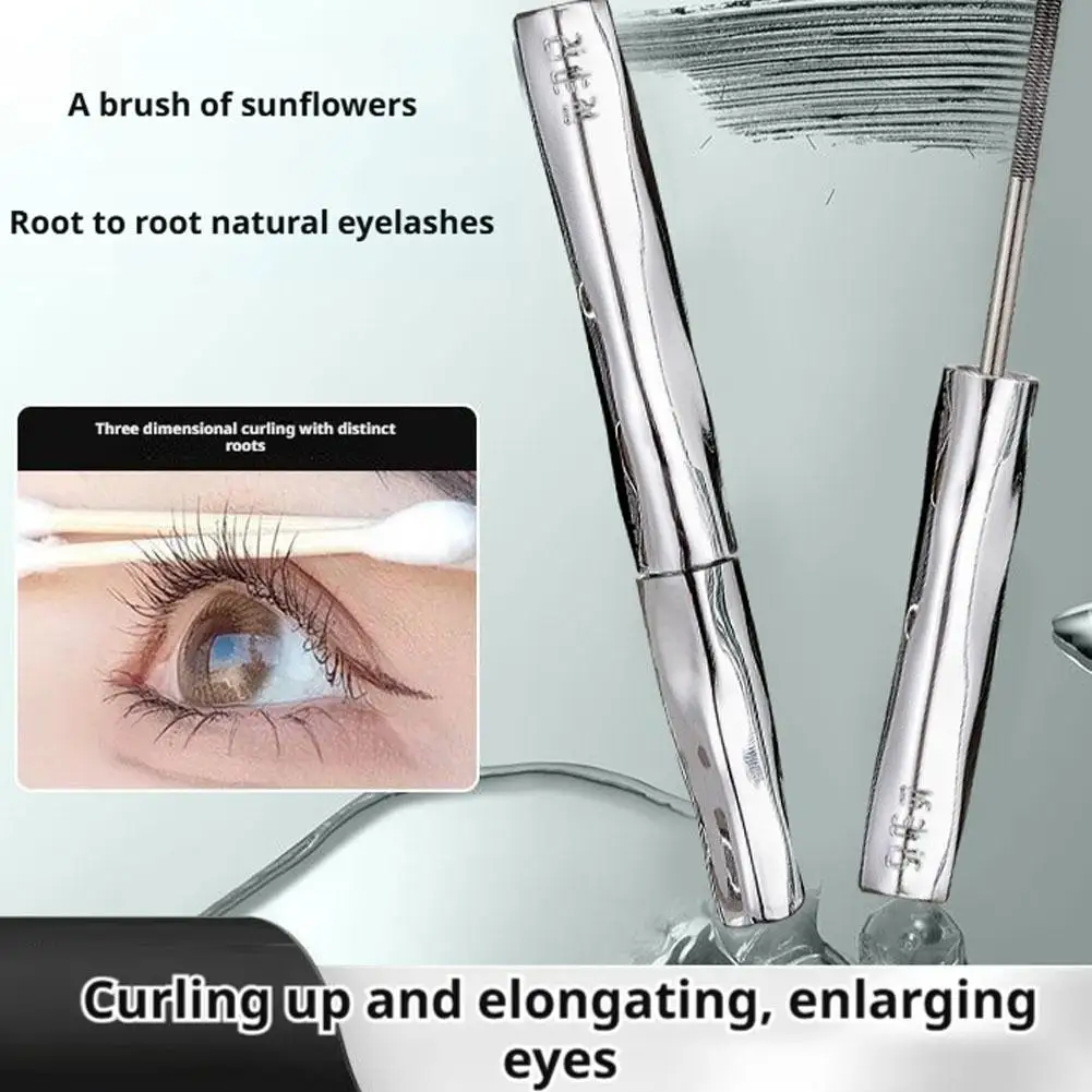 Mascara en Tube d'acier, brosse spirale spéciale, Mascara imperméable en Fiber de soie longue durée, gardez les cils recourbés pour le maquillage long du temps