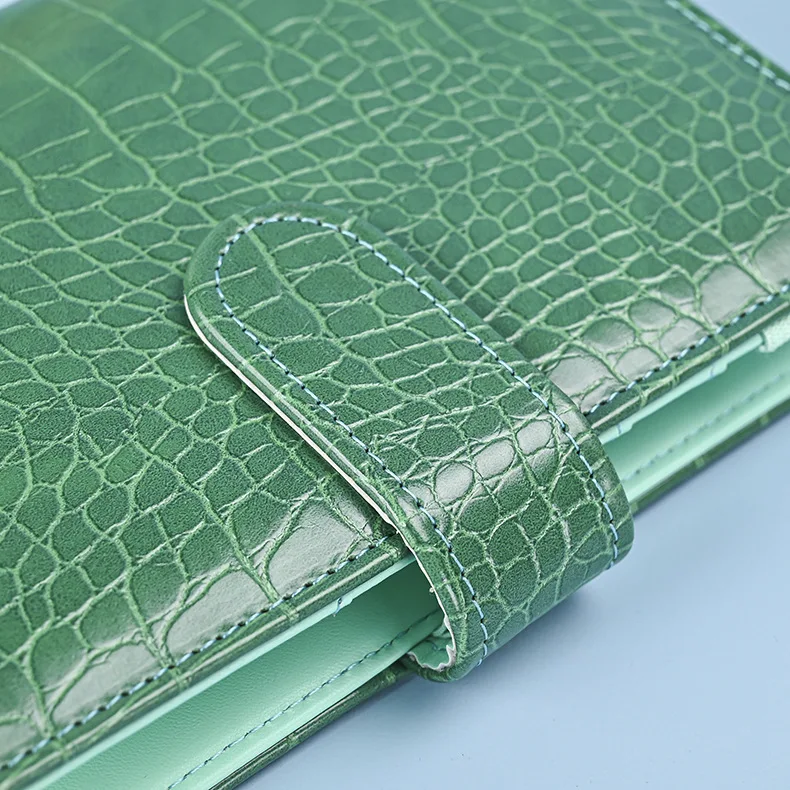 A5 A6 A7 Crocodile Color 6 Ring Binder PU Clip-on Notebook Leather Loose Leaf Notebook Cover Notebooks Journal Stationery