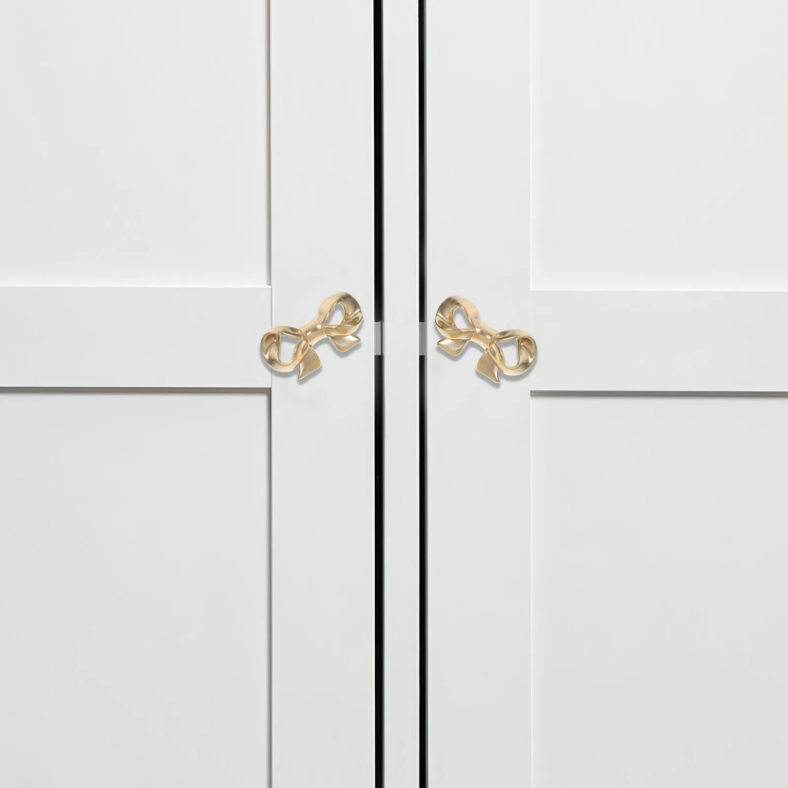 2Pcs Solid Brass Bowknot Knobs Vintage Gold Dresser Drawer Pulls Cabinet Handles Furniture Hardware Bow Shaped Decorative Knobs