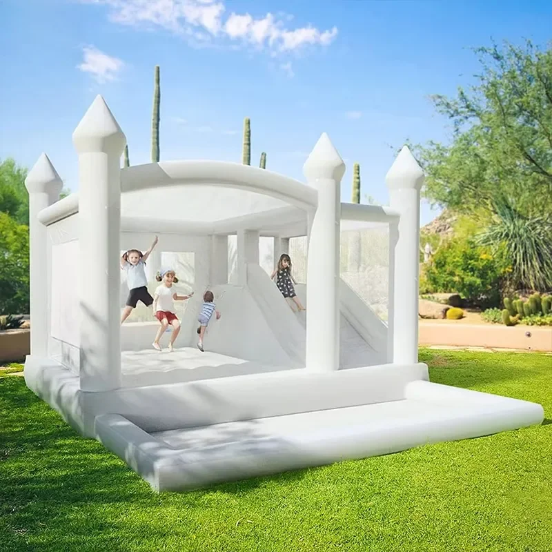 15 FT X 13FT White Bounce House with Blower for Business, Birthday Party, Wedding, Event, Kindergarten
