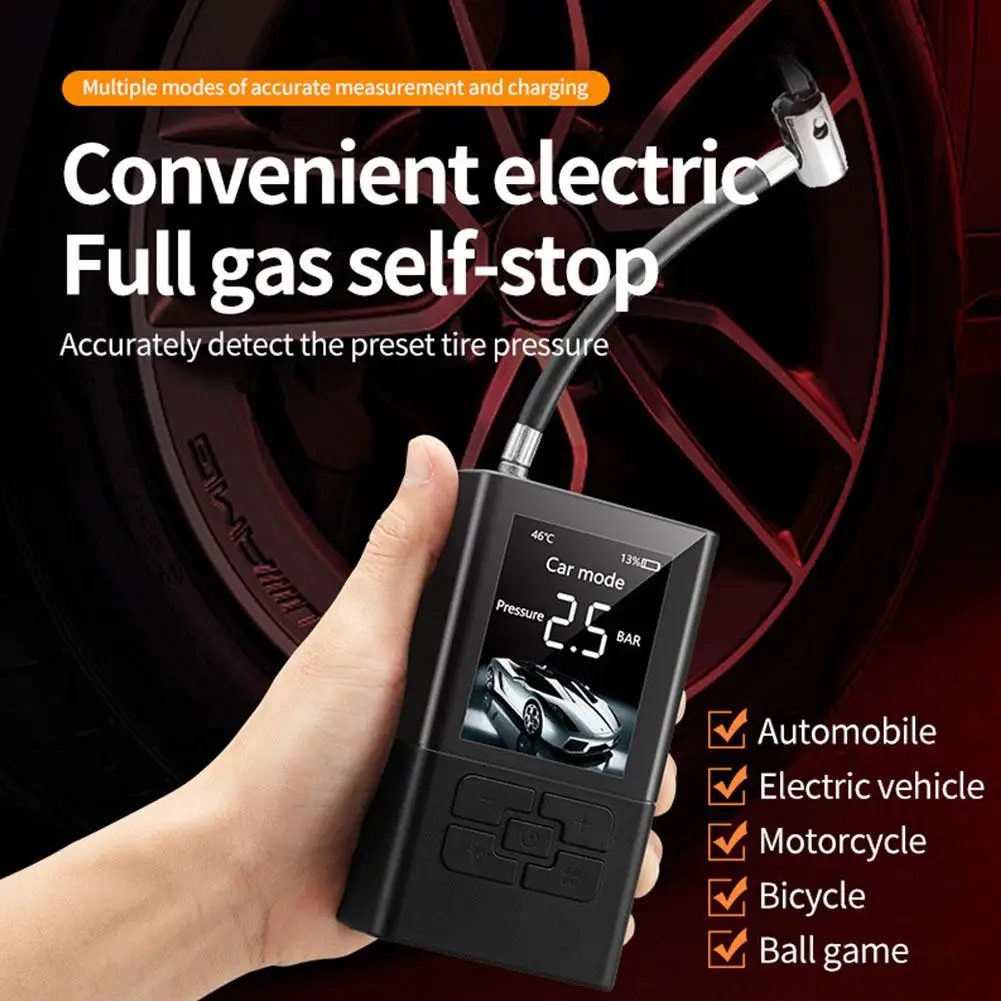 

Wireless Portable Inflatable Pump Car Electrical Air Long Ball Pump Bicycle LCD Inflator Super Battery Display Motorcycle M1V2