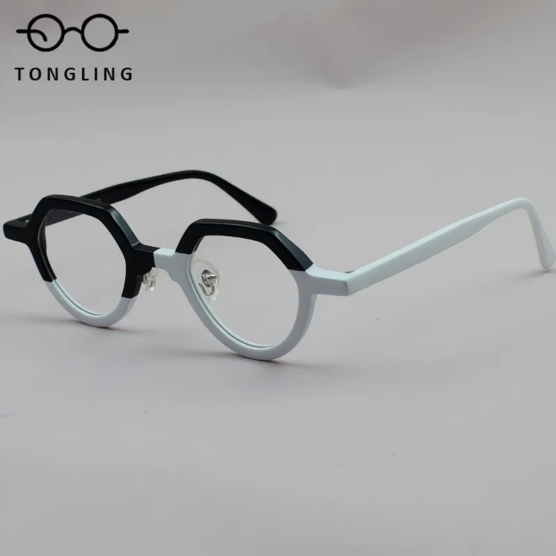 Top-Notch Fashion Men Handcrafted Retro Artistic Individual High-Quality Acetate Women Round Full-Frame Hip-Hop Glasses Frame