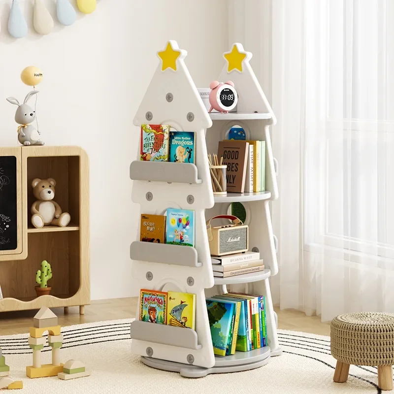Rotating bookshelf picture book reading baby toy storage rack
