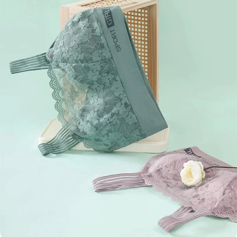 حجم كبير الدانتيل جميل الظهر صديرية دائرية مثير مكافحة يتلاشى كبير الثدي تظهر صيانة صغيرة نوع سلس الملابس الداخلية للنساء