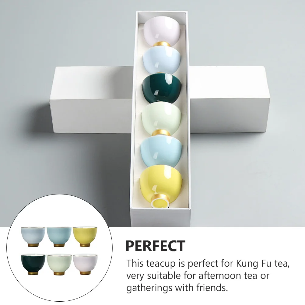 

6Pcs Ceramic Tea Cup Set Beautiful Kung Fu Tea Cups Home Drinking Supplies Perfect Gift Cup Home Drinking Supply