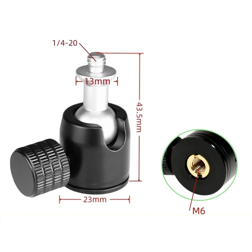 1/4 bis 1/4 3/8 M4 M5 M6 Mini Kugelkopf Aluminiumlegierung Kamera Halterung Halter für DSLR Kamera Stativ Monitor Licht Halter – Detail 8