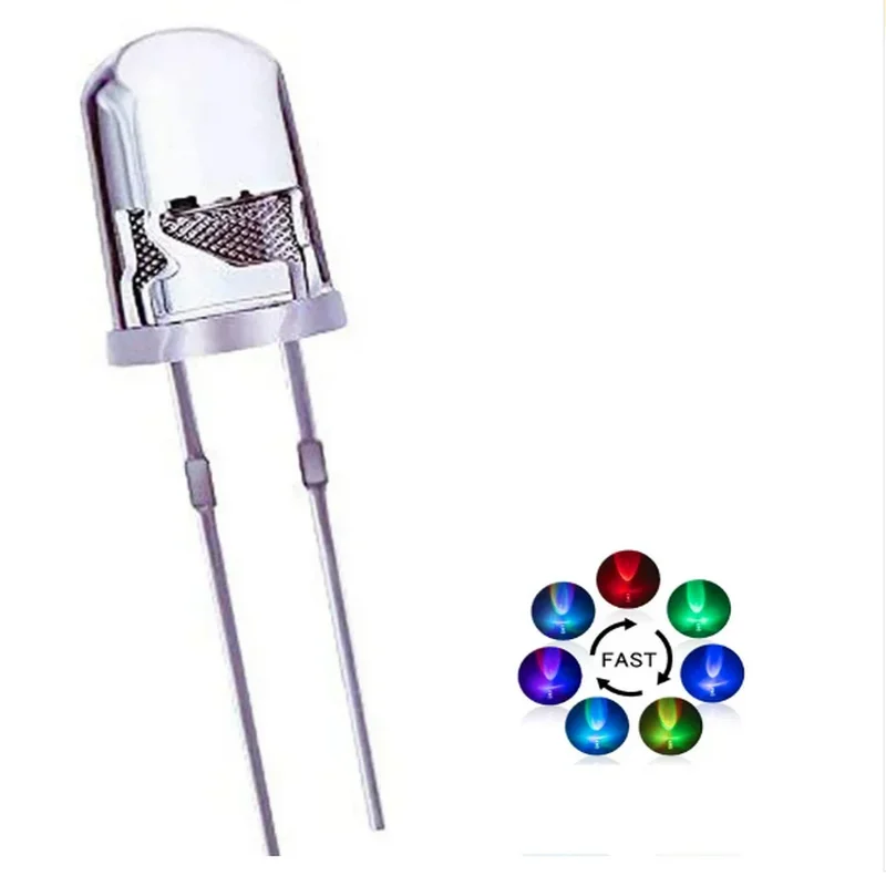 100 pces/5mm piscando diodos multicoloridos flash lento/flash rápido led piscando diodos emissores de luz lente redonda clara