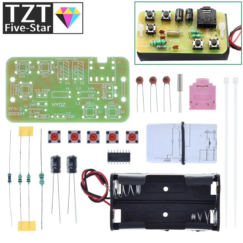 76-108MHz FM Stereo Radio DIY Kit Wireless FM Receiver Module Frequency Modulation Electronics Soldering Practice Project