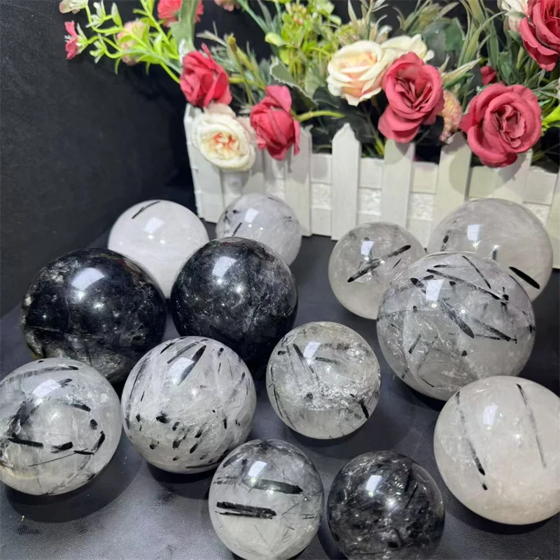 

Wholesale High Quality Natural Black Rutiled Sphere Crystal Healing Stones for Sale
